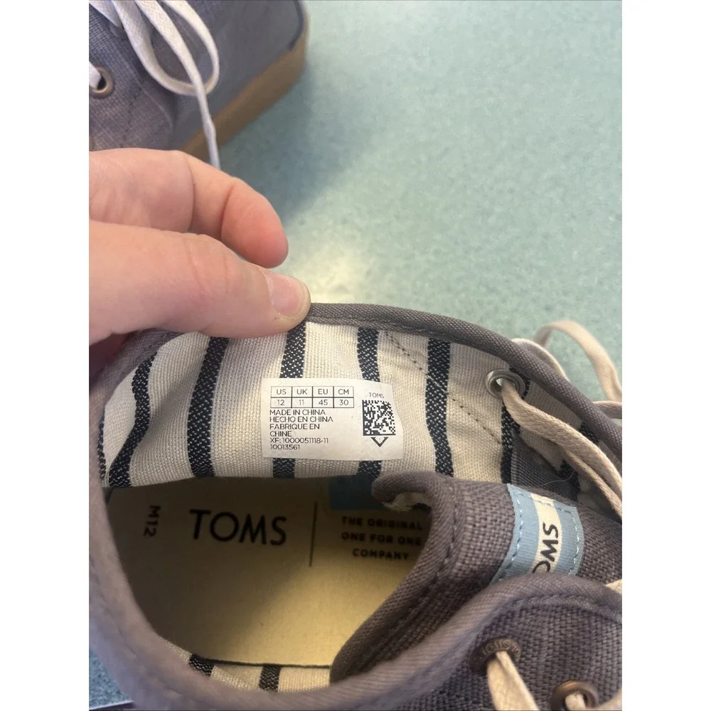 Toms Chukka Boots Shoes Men's 12‎ Bota Gray Canvas Lace Up High Tops Casual EUC